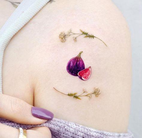 Fig Tattoo, Pomegranate Tattoo, Secret Tattoo, Food Tattoos, Self Love Tattoo, Cute Tiny Tattoos, Leg Sleeve Tattoo, Memorial Tattoo, Baby Tattoos