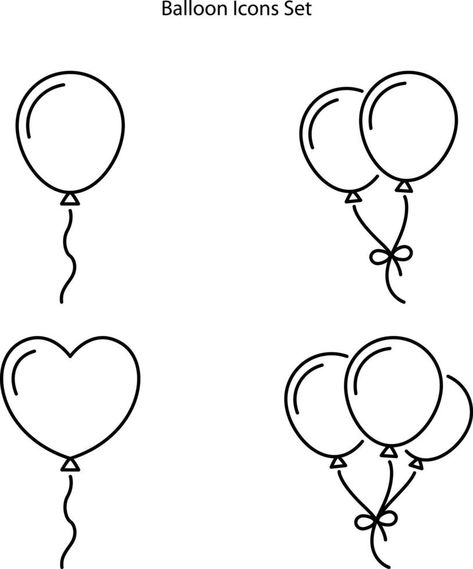 Drawing Balloons, Balloon Doodle, Balloon Clip Art, How To Draw Balloons, Balloon Stencil, Balloon Vector, Balloon Logo, Balloon Illustration, Small Balloons