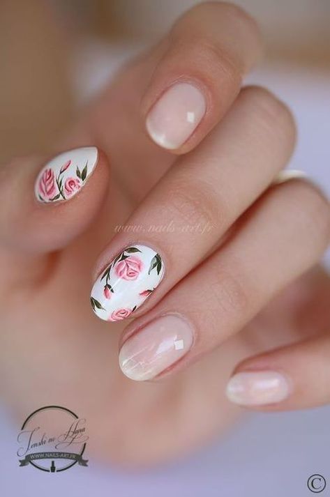 Go and get your nails did! Nail Art Mariage, Rose Nail Art, Pretty Nail Designs, Floral Nail Art, Rose Nails, Nail Art Wedding, Spring Nail Art, Flower Nail Art, Fabulous Nails