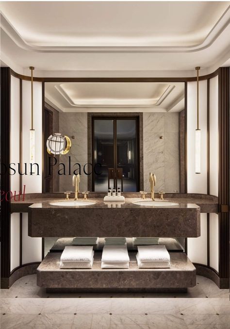 Hotel Bathroom Design Luxury, Classic Powder Room, Toilet Hotel, Luxury Hotel Bathroom, Hotel Bathroom Design, Luxury Interior Design Living Room, Spa Interior Design, Minimal Living Room, Restroom Design