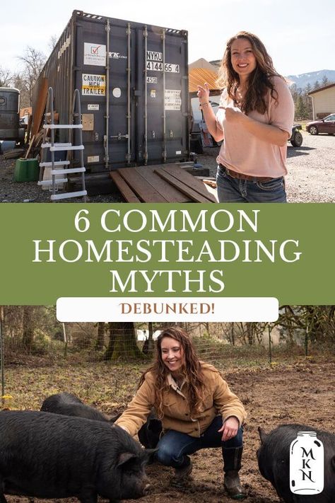 There seems to be a myth that you have to have a big beautiful farmhouse, or barn, or acreage in order to homestead successfully. This is a complete myth! You can start homesteading wherever you are, at any time, on any size property (even an apartment)! In this post, I'm sharing, or rather de-bunking, many homesteading myths you may think are true. Power Outage Preparedness, Start Homesteading, Acreage Living, Off Grid Homestead, Pioneer Life, Future Farms, Homesteading Skills, Tips For Success, Beautiful Farmhouse