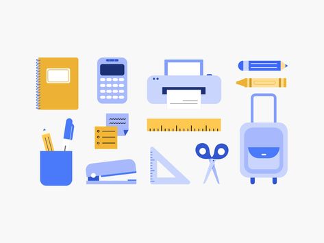 Back to School supplies by Samantha Lopez on Dribbble Back To School Supplies, Illustration Inspiration, Creative Professional, Color Palettes, School Supplies, Global Community, Back To School, Stationery, Color