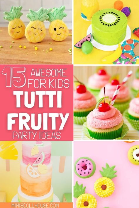 Fresh and Fruity Food Ideas for a Tutti Frutti Themed Party! Sweet fruity goodness and a fun party theme, anyone? If you are looking for a wonderful way to celebrate a spring or summer birthday, these Tutti Frutti cakes, cookies and dessert ideas are perfect! Watermelon, kiwi, pineapple and more! These fruit themed party desserts are delicious and sweet! Ready to get the creative juices flowing? #tuttifrutti #fruit #summer #spring #partyideas #birthday Fruit Party Theme, Tutti Fruity Party, Fruity Cupcakes, Fruity Party, Perfect Watermelon, Twotti Fruity, Tutti Frutti Birthday Party, Fruity Cookies, Tutti Frutti Party