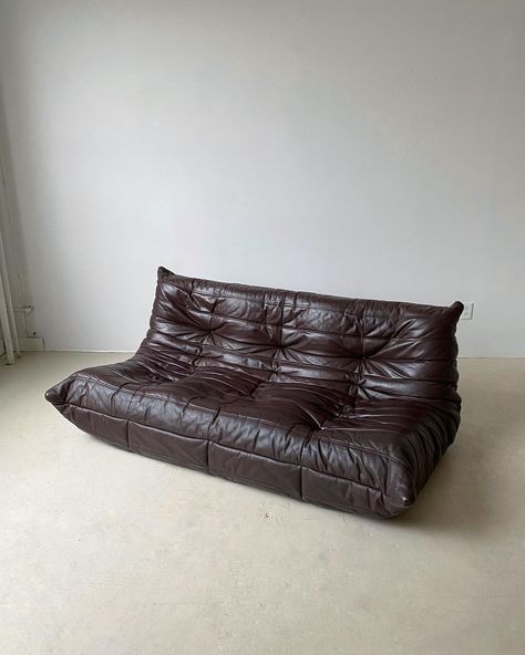 SOLD - 3-seater Togo sofa in dark brown leather by Michel Ducaroy for Ligne Roset, 1973 70 cm height, 175 cm width, 101 cm depth, 38 cm… | Instagram Michel Ducaroy, Togo Sofa, Ligne Roset, Dark Brown Leather, Dark Brown, Brown Leather, Furniture Design, Mid Century, Sofa