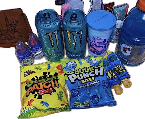 Sour Punch Bites, Juicy Drop Pop, Candy Rush, Candy Sour, Gift Basket Ideas For Boyfriend, Basket Ideas For Boyfriend, Sour Punch, Blue Snacks, Sleepover Snacks