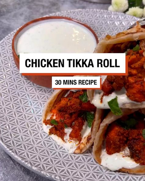 Chicken Tikka Rolls 🍗😋 | chicken meat | These chicken tikka rolls look incredibly tasty 🍗😋 | By FOODbible Chicken Tikka Rolls, Chicken Tikka Roll, 30 Min Meals, Chicken Meat, Winner Winner Chicken Dinner, White Sauce, Chicken Tikka, Meat Chickens, Beauty Skin Care Routine