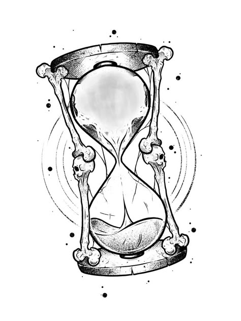 Hourglass Tattoo Stencil Outline, Hourglass Tattoo Designs, Shattered Hourglass Tattoo, Hourglass Surrealism, Sand Clock Drawing, Hourglass Drawings, Sand Clock Tattoo, Hourglass Drawing, Xmas Tattoo