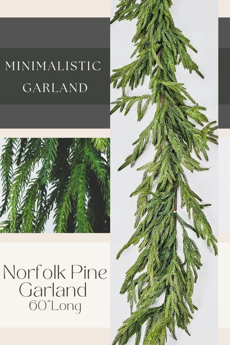 Minimalistic Graland 60" long in Norfolk Pine The Original Afloral Real Touch Norfolk Pine Garland - 60" #minimalistic #Christmas2023 #Christmas #floral #garland #elegant #pinegarland #NorfolkPine #garlands Nordic Garland, Norfolk Garland, Mantle Christmas Decor Ideas, Pine Garland Christmas, Kirklands Christmas, Norfolk Pine Garland, Pre Lit Christmas Garland, Norfolk Pine, Christmas Windows