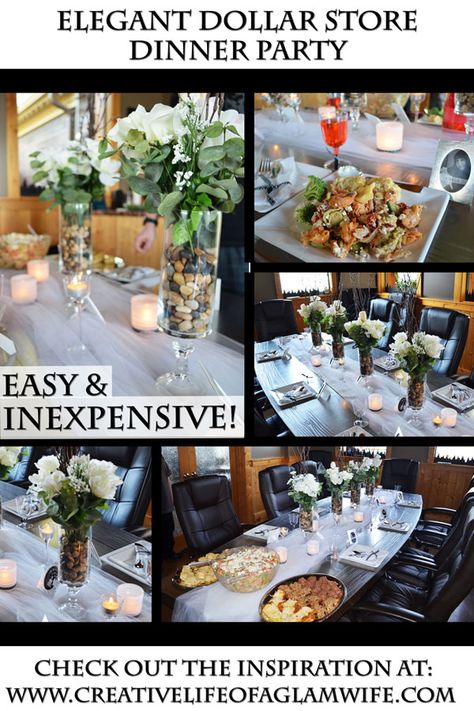 Elegant Dollar Store Dinner Party - EASY and Elegant on a BUDGET!!! Easily customizable to ANY event or time of year! Dinner Party Recipes Elegant, 70th Birthday Party Ideas For Mom, Party Food On A Budget, Elegant Dinner Party, Dinner Party Menu, Elegant Birthday, Elegant Dinner, 70th Birthday Parties, Fancy Dinner