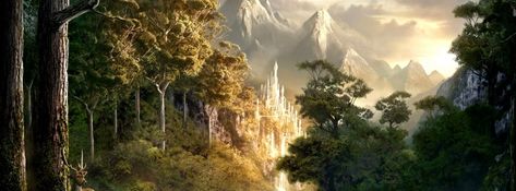 Lord of The Rings Landscape Nine Realms Norse Mythology, Elven City, Fantasy Scenery, Wallpaper Theme, Celtic Music, Wallpaper Computer, Scenery Background, Wallpaper For Pc, Desktop Wallpapers Backgrounds