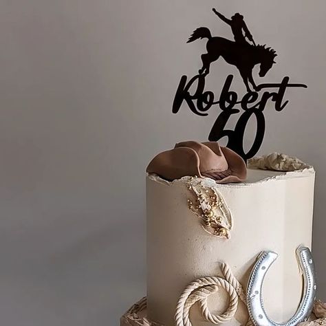 LoveLeighs Cakery/Leigh Hodgkins on Instagram: "Yeeeehawwwwwww!!!! Or something like that. This was such a fun cake to make. Pretty proud of my fondant details too. Look at me go! I did play with buttercream too though! Texture on the bottom tier was a must. And the palette strokes thanks to the always reliable palette knives from @moreish.cakes. Colours used were cookies and cream, chocolate and latte from the Vivid oil range at @bakebossaustralia Final touches included gold sprinkles from @sprinklenest and the perfect custom acrylic topper by local legends @tazmyrtledesigns Takes a village to make a cake. Just saying.... #loveleighscakery #cowboycake #buttercream" Western Theme Cakes, Cowboy Cake, Cowboy Cakes, Acrylic Topper, Gold Sprinkles, Make A Cake, Takes A Village, Themed Birthday Cakes, Cowboy Party