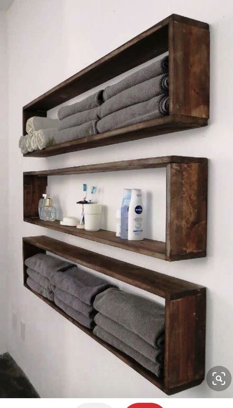 Bathroom Organization Diy, Floating Wall Shelves, Bathroom Inspiration Decor, Bathroom Style, Diy Shelves, Wooden Shelves, Bathroom Organization, Diy Bathroom, Wood Shelves