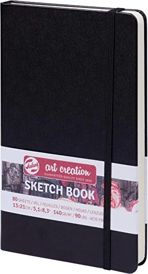 Amazon.com: Talens Art Creation Sketchbook Black 13X21 cm, 140 Grams : Arts, Crafts & Sewing Diy Thrift Flip, Best Sketchbook, Cute Sketchbooks, Small Sketchbook, Cute Stationary School Supplies, Art Supplies Storage, Royal Talens, Cute Sketches, Paper Craft Supplies