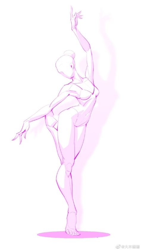 Dance Drawing Pose Reference, Twirling Hair Pose Drawing, Dance Poses Reference Drawing, Standing Base Female, Basic Standing Pose Drawing, Pose Reference Ballerina, Flying Sketch Pose, Graceful Drawing Poses, Art Base Dancing