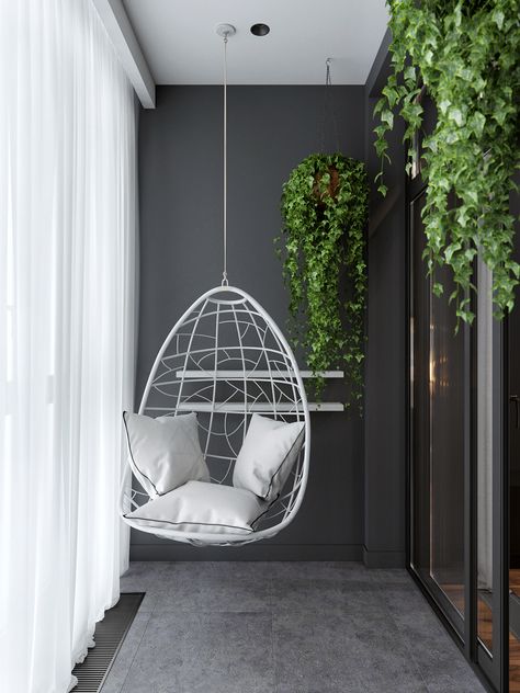 Dark Balcony, Office Terrace, Balcony Decoration Ideas, Terrace Decoration, Modern Balcony Ideas, Balcon Mic, Terrace Furniture, Balcony Decoration, Modern Balcony