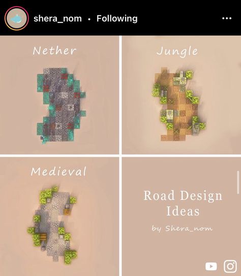 Medieval Pathway Minecraft, Medieval Road Minecraft, Road Ideas Minecraft, Minecraft Walking Path, Road In Minecraft, Paths In Minecraft, Road Minecraft Design, Minecraft Stone Path Ideas, Dirt Path Minecraft