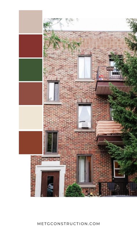 Brick wall colors inspiration! We want to say thanks if you like to share this post to more people via your Facebook, Pinterest or Instagram! #color#construction #renovation #montreal #colorinspiration #brick #brickcolor #exterior Brick Wall Color Palette, Brick Red Color Palette, Restaurant Marketing Design, Brick Color Palette, Brick Wall Bedroom, Material Color Palette, Eco Farm, Architectural Diagrams, Exterior Color Palette