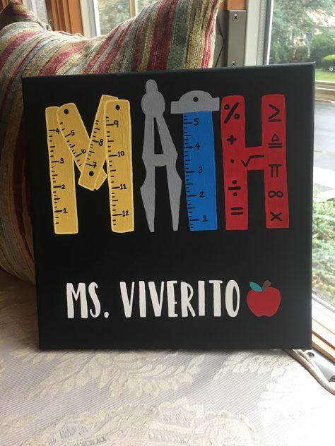 #MATH #teacher #handpainted Math Painting Ideas, Teacher Art Ideas, Teacher Painting Ideas, Painting Ideas For Teachers, Painting For Teachers, Painting For Teachers Gift, Paintings For Teachers, Painting For Teachers Canvases, Canvas Painting For Teachers Gift