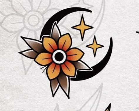 Traditional Tattoo Sunflower, Sunflower Chest Tattoo, Small Sunflower Tattoo, Gothic Tattoos, Traditional Tattoo Flowers, Witch Tattoo, Gothic Tattoo, Traditional Tattoo Design, Traditional Tattoo Art