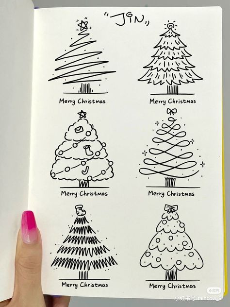 How To Draw Merry Christmas, Merry Christmas Doodle, Christmas Card Inspo Diy, Doodle Noel, Cute Christmas Doodles Easy, Christmas Card Drawing Ideas Hand Drawn, Christmas Notebook Ideas, Christmas Card Doodles, Winter Drawings Easy