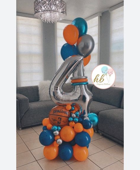 Number 7 Balloon Bouquet, Sports Balloon Bouquet, 3 Balloon Bouquet, Basketball Balloon Bouquet, Ballon Buquet, Balloon Bouquet Ideas, Bday Surprise, Balloon Pillars, Balloon Surprise