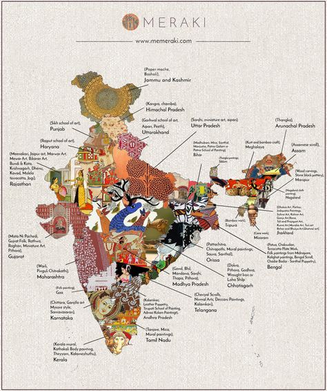 Mapping India's Folk Arts | India Map Art | Art India – MeMeraki.com India World Map, Art Forms Of India, Map Of India, Dance Of India, Indian Culture And Tradition, Indian States, Indian History Facts, India Facts, India Map