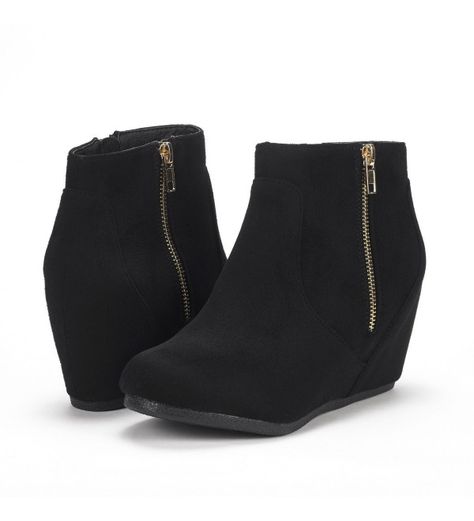 Women's Shoes, Boots, Ankle & Bootie, Women's Narie-New Suede Low Wedges Ankle Boots - Black - C4188NUONXW  #WomensShoes  #Boots  #tallboot #fashionwomen #womenboots #Ankle & Bootie Short Wedges, Over The Knee Boot Outfit, Black Wedge Shoes, High Boots Outfit, Black Wedge, Wedge Ankle Boots, Boating Outfit, Boots Fall, Wedge Boots