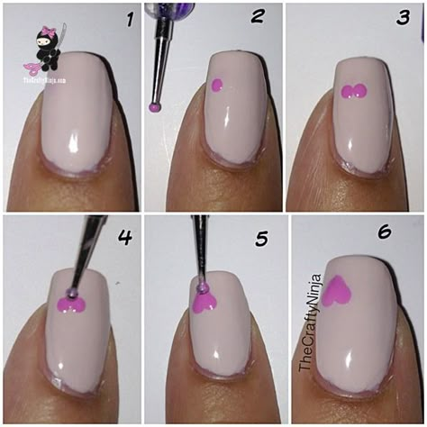 Going to try with Avon's nail dotting tool and speed dry nail polish. DIY Heart Nails How To Do Hearts On Nails Tutorial, Valentines Day Nails For Beginners, Heart Tutorial Nails, Nails Heart Tutorial, Nail Heart Tutorial, Easy Valentines Day Nail Designs, Valentines Nail Art Designs Short, How To Make Hearts On Nails, Heart Nail Tutorial