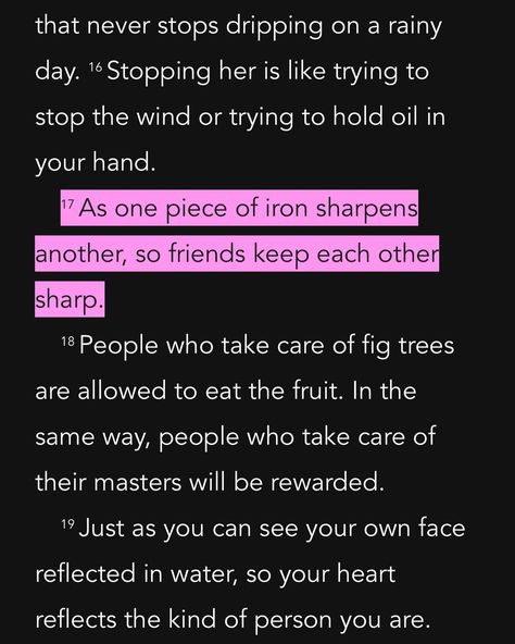 (Proverbs 27:17) 🤎📝 Just as iron sharpens iron, meaningful relationships and interactions with others can help individuals grow and improve themselves. It emphasizes the importance of surrounding ourselves with wise and supportive individuals who challenge and refine one another through dialogue, debate, and mutual encouragement. Do your friends encourage growth in you? #bibleverse #verseoftheday #jesus #friends #motivation As Iron Sharpens Iron Proverbs, As Iron Sharpens Iron, Godly Things, Proverbs 27 17, Iron Sharpens Iron, Proverbs 27, Meaningful Relationships, Board Inspiration, Vision Board Inspiration