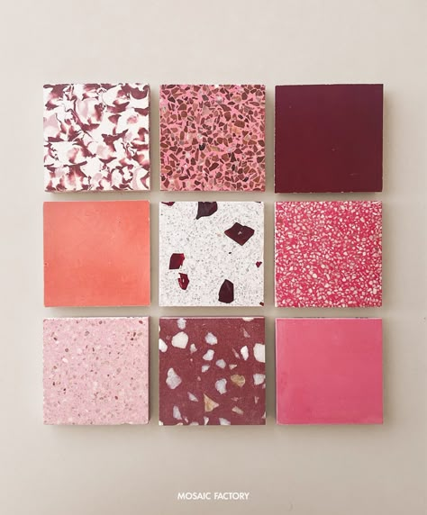 Pink Terrazzo Tile, Terrazzo Pink, Pink Terrazzo, Terrazzo Tile, Tile Showroom, Terrazzo Tiles, Colourful Tile, Pink Tiles, Encaustic Cement Tile