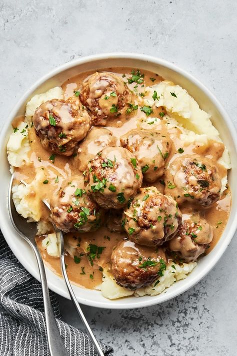 Easy Swedish Meatballs | The Modern Proper Meatballs For Dinner, Dinner Meatballs, Italian Spaghetti And Meatballs, Easy Swedish Meatballs, Easy Swedish Meatball Recipe, Swedish Meatballs Easy, Meatball Dinner, The Modern Proper, Meatball Sauce