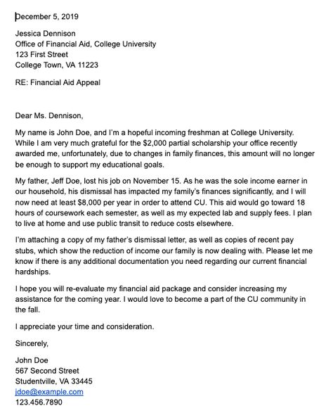 Appeal Letter, Unique Jobs, Financial Aid For College, Student Jobs, Online Jobs From Home, Family Finance, Student Debt, Letter Example, Letter Template