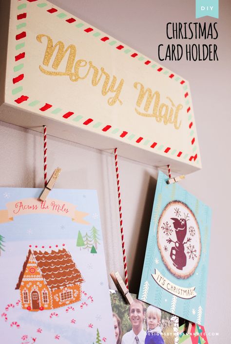 DIY Christmas Card Holder - Designs By Miss Mandee Christmas Card Holder Diy, Merry Mail Card Holder, Diy Christmas Card Holder, Merry Mail, Diy Christmas Card, Christmas Card Holder, Mail Template, Hallmark Greeting Cards, Weekend Crafts