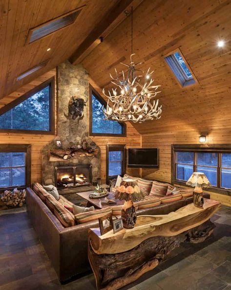 Rustic Inspiration, تصميم داخلي فاخر, Casa Country, Cabin Interiors, Rustic Home Design, Cabin Living, Log Cabin Homes, Hus Inspiration, Cabin Style