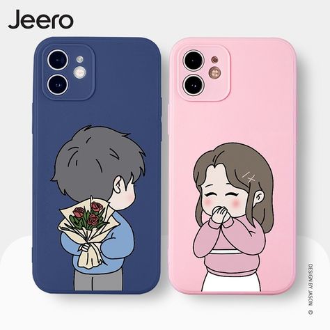 Couple Covers Phone Cases, Couple Mobile Covers, Artist Captions, Rolled Magazine Art, Bff Phone Cases, Kawaii Iphone Case, Cover Mobile, Friends Phone Case, Phone Case Diy Paint