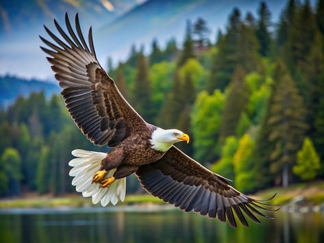 Photo an eagle flying in the air with a ... | Premium Photo #Freepik #photo Eagle Paintings, Eagle Flying, Eagle In Flight, Hummingbird Pictures, Eagle Painting, Eagle Pictures, Flying Eagle, American Bald Eagle, An Eagle