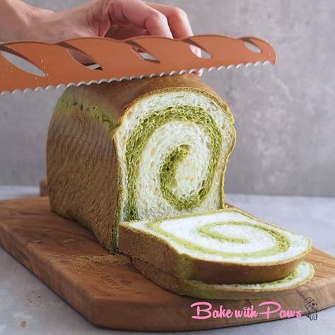 Matcha Swirl Bread Matcha Bread, Tea Loaf, Swirl Bread, Tea Bread, Cooking Cream, Swirled Bread, Food Stories, Matcha Green Tea Powder, Bread Loaf