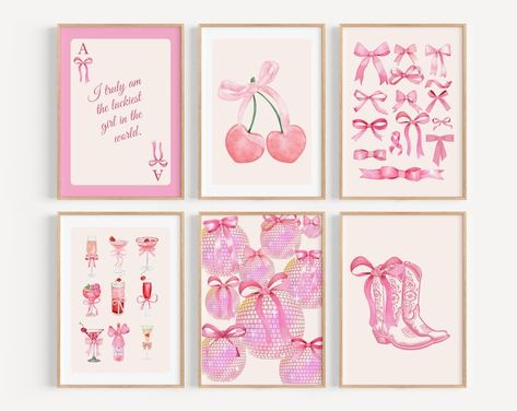 Trendy Wall Art Digital Print, Room Decor, Preppy Aesthetic Pink Wall Art, Apartment Decor, Dorm Decor With a Trendy/preppy Aesthetic. - Etsy UK Girly Prints, Coquette Art, Coquette Decor, Watercolor Bow, Printable Wall Collage, Pink Artwork, College Apartments, Coquette Room Decor, Themed Rooms