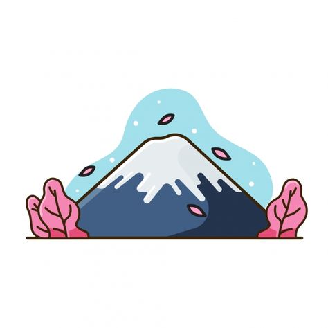 Fuji Mountain Illustration, Japan Fuji Mountain, Mountain Cartoon, Cartoon Mountains, Illustration Mountain, Cartoon Mountain, Mountain Vector, Forest Vector, Mountain Clipart