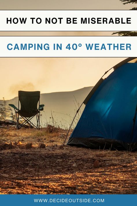 Going camping in 40-degree weather can be a challenge, but it doesn't have to be miserable. With the right camping clothing list and gear, you can stay warm and comfortable all night long. Make sure to pack plenty of warm layers and consider bringing a portable heater if you have access to power. Don't let the cold weather scare you away from a great camping trip - follow these tips and enjoy the great outdoors in any temperature! Camping Clothing, Camping Safety, Enjoying Nature, Cold Weather Camping, Going Camping, Portable Heater, Wet Clothes, Camping Outfits, Camping Essentials