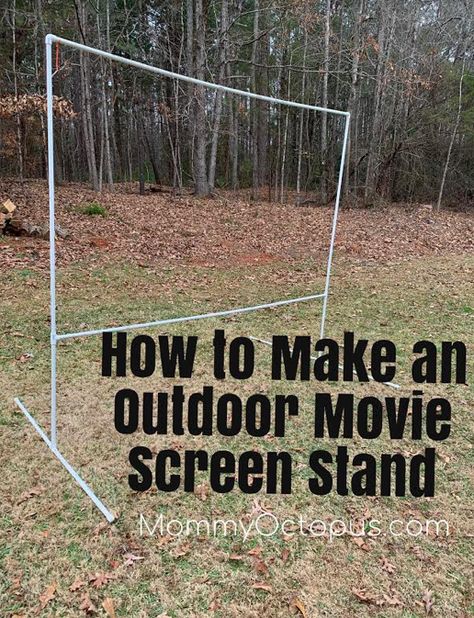 How to Make an Outdoor Movie Screen Stand Diy Outside Projector Screen, Projection Screen Outdoor, Diy Projector Screen Stand, Backyard Projector Ideas, Outside Projector Screen, Diy Projector Screen Outdoor, Outdoor Movie Night Ideas, Outside Projector, Projector Screen Stand