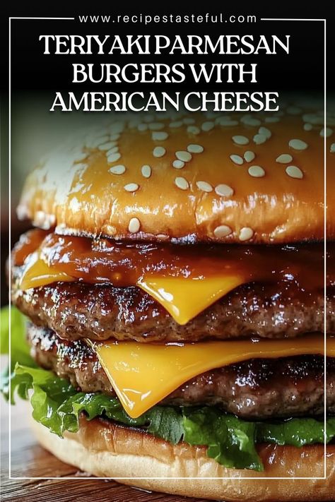 These Teriyaki Parmesan Burgers with American Cheese are juicy, flavorful, and easy to make. The combination of teriyaki sauce, grated Parmesan, and savory spices creates a mouthwatering burger that is then topped with melty American cheese and a sweet teriyaki glaze. Perfect for any burger night, this recipe offers a unique twist on a classic favorite. Serve it with all your favorite toppings for a delicious and satisfying meal! Teriyaki Burger Recipe, Teri Burger Recipe, Teriyaki Burgers, Teriyaki Glaze, Burger Night, Yummy Meals, Meals Recipes, Cheese Salad, Beef Burgers