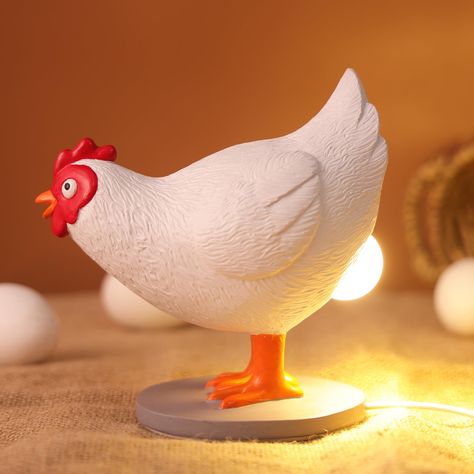 PRICES MAY VARY. 【Unique Lights: Chicken Egg Lamp】This Chicken lamp is made of sturdy resin and has a cute chicken-shaped design that seamlessly combines the light bulb with the chicken. The egg-shaped light source emits a soft glow, creating a unique and captivating lighting experience that adds a touch of whimsy to any space 【Dimmable Lighting】 The night light has an infinite dimming function to enjoy soft, glare-free lighting, perfect for decorating your bedroom or living room. Conveniently p Chicken Lamp, Egg Lamp, Unique Lights, Birthday Father, Resin Decor, Unhealthy Obsession, Unique Light Fixtures, Quirky Decor, Warm Lighting