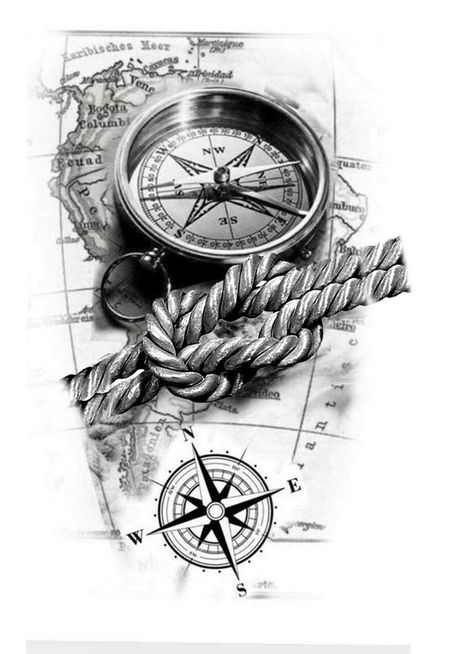 Women Chest Tattoos, Tattoo Designs Chest, Tattoo Designs Dragon, Tattoos Lower Back, Chest Tattoo Wolf, Ship Tattoo Sleeves, Nautical Compass Tattoo, Compass And Map Tattoo, Rope Tattoo