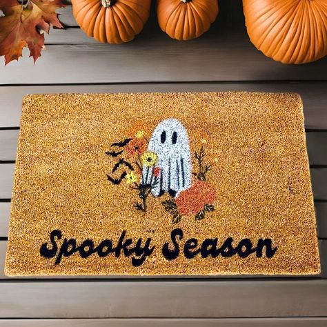 How to Choose the Best Sealant for a DIY Halloween Doormat #flexDIY Halloween Mat, Doormat Diy, Halloween Mats, Diy Doormat, Door Mat Diy, Halloween Doormat, Halloween Door Mat, Spooky Designs, Diy Halloween