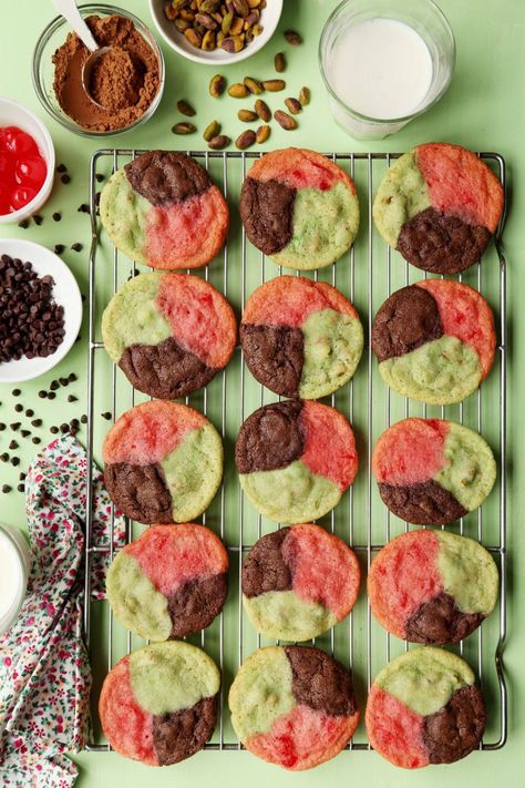 Spumoni Dessert, Spumoni Cookies, Sugar Cookie Dough Recipe, Fried Chicken And Waffles, Pistachio Cookies, Stuffed Potato Balls, Waffle Sandwich, Ice Cream Cookie Sandwich, Cookie Dough Recipes