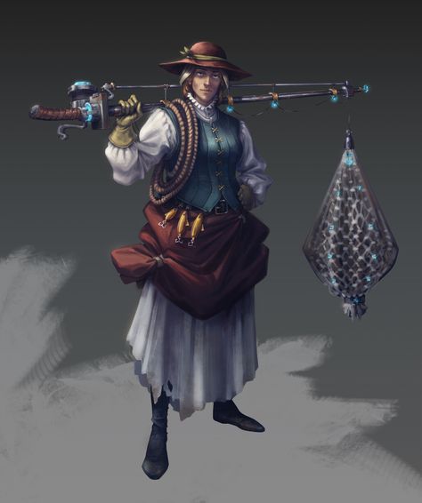 Fisherman Art Character Design, Fish Folk Dnd, Dnd Fisherman Art, Fisherwoman Character Design, Dnd Fisherman, Medieval Fisherman, Fantasy Fisherman, Fisherman Character Design, Fisherman Character