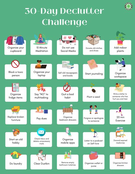 30-Day Declutter Challenge - Home, Life, and Mind - Thirty Darts Bullet Journal Reflection, 30 Day Declutter Challenge, 30 Day Declutter, Clothes Cupboard, Journal Reflection, Challenge 30 Day, Deep Cleaning Checklist, Cleaning Challenge, 30 Day Challenges