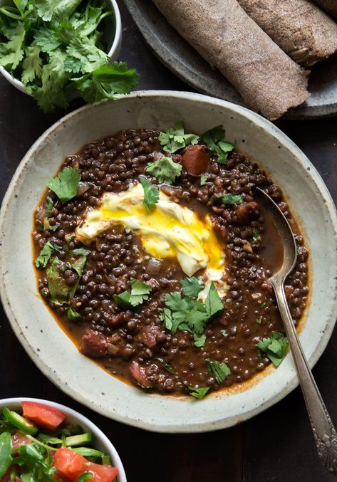 Ethiopian Lentils, Ethiopian Cuisine, Black Lentils, Lentil Dishes, Ethiopian Food, Lentil Recipes, African Food, United Nations, Vegetarian Dishes