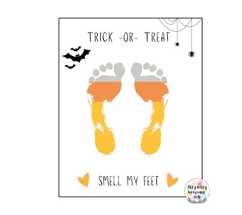 Halloween Trick or Treat Handprint Craft Art Printable Template / Autumn Activity / Fall Crafts / Candy Corn Candy Corn Footprint, Footprint Template, Handprint Printable, Template Craft, Preschool Crafts Fall, Footprint Craft, Add Kids, Preschool Activities Toddler, File Template